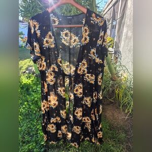 Black Sunflower Cover-up Kimono